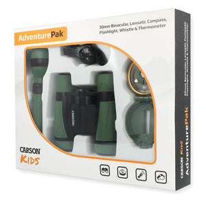 AdventurePak 5 Piece Exploration Kit for Kids (Binoculars, Torch, Compass, Thermometer, Whistle) - Carson