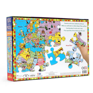 World Map Jigsaw Puzzle: 100 Jumbo Pieces - eeBoo