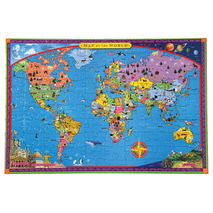 World Map Jigsaw Puzzle: 100 Jumbo Pieces - eeBoo