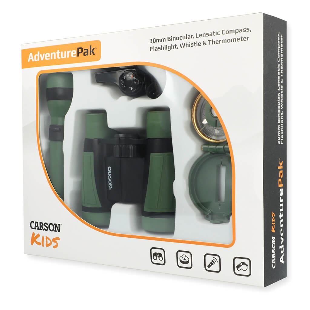 AdventurePak 5 Piece Exploration Kit for Kids (Binoculars, Torch, Compass, Thermometer, Whistle) - Carson