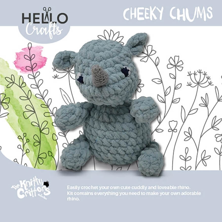 Rhino Cheeky Chums Crochet Kit - Knitty Critters