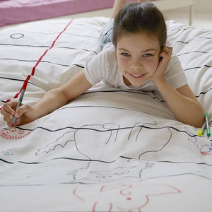 Doodle Notebook Single Cotton Duvet and Pens - eatsleepdoodle