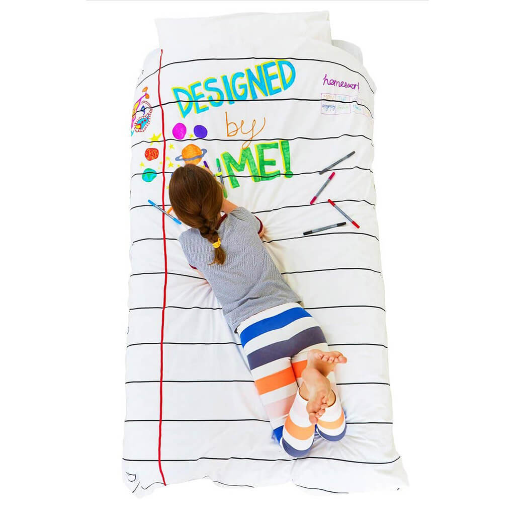 Doodle Notebook Single Cotton Duvet and Pens - eatsleepdoodle