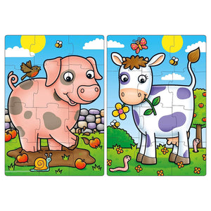 First Farm Friends Jigsaw Puzzle Set - Orchard Toys (Two 12 Piece Puzzles)