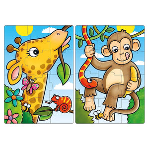 First Jungle Friends Jigsaw Puzzle Set - Orchard Toys (Two 12 Piece Puzzles)