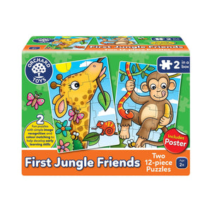 First Jungle Friends Jigsaw Puzzle Set - Orchard Toys (Two 12 Piece Puzzles)