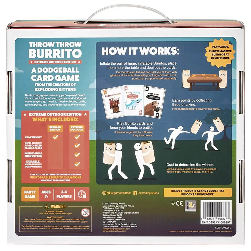 Throw Throw Burrito Dodgeball Card Game: Extreme Outdoor Edition - Exploding Kittens