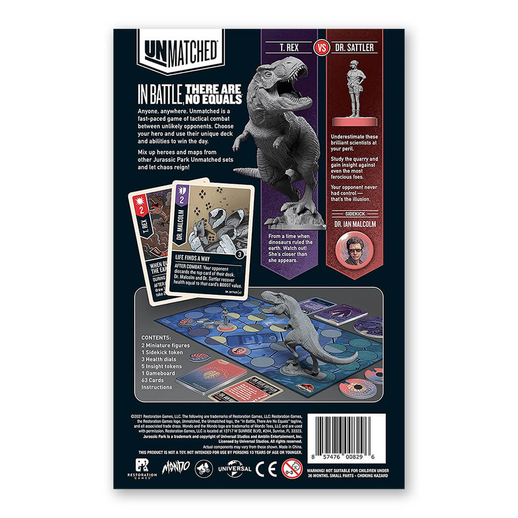 Unmatched: Dr Sattler vs T. Rex (Jurassic Park) - Restoration Games