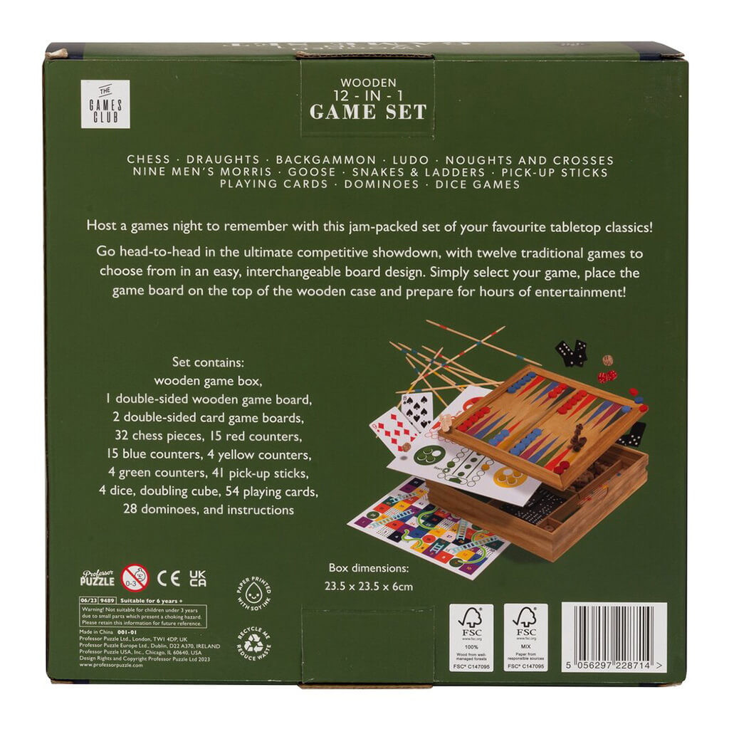 Wooden Game Set 12-in-1 - Professor Puzzle