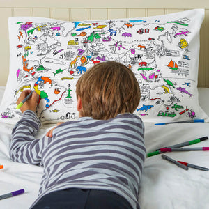 World Map Colour And Learn Pillowcase And Pens - eatsleepdoodle
