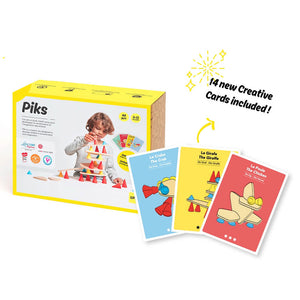 Piks Medium (44 Piece) Construction Set with Creative Cards - Oppi
