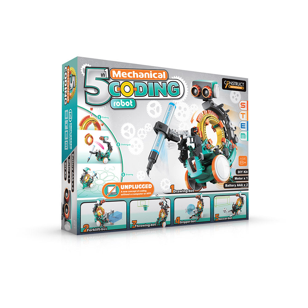 5-in-1 Mechanical Coding Robot Kit - Construct & Create