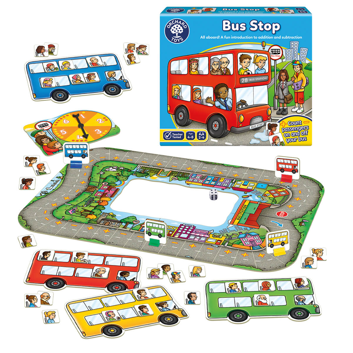 Bus Stop Game Math Bus Stop Addition and Subtraction Game - Orchard Toys - Steam Rocket