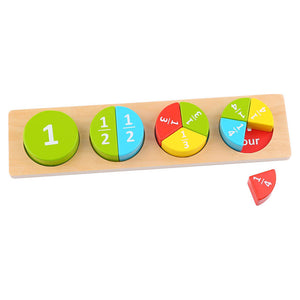 Wooden Round Fractions Puzzle - Steam Rocket