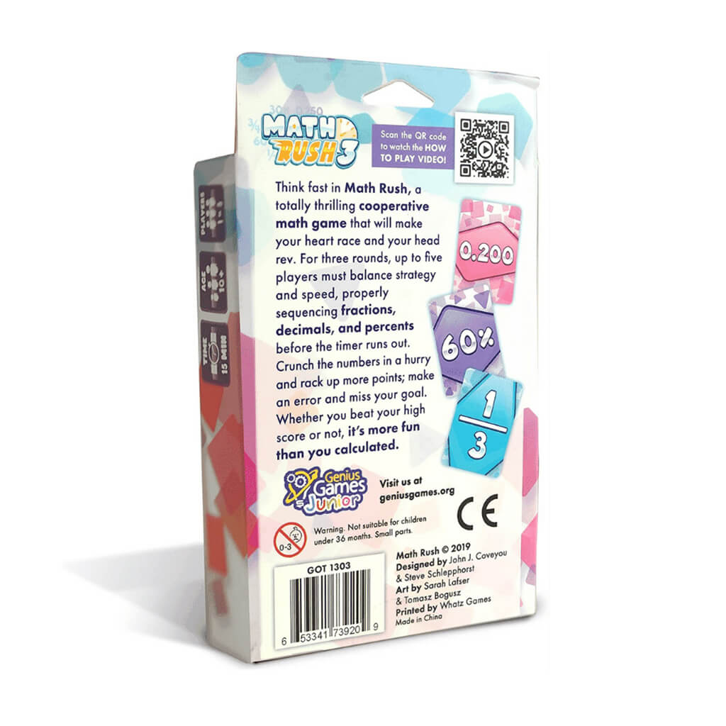 Math Rush 3: Fractions, Decimals & Percentages Card Game - Genius Games