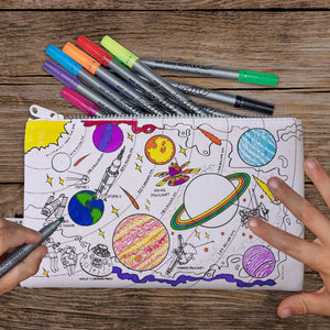 Space Explorer Colour And Learn Pencil Case And Pens - eatsleepdoodle