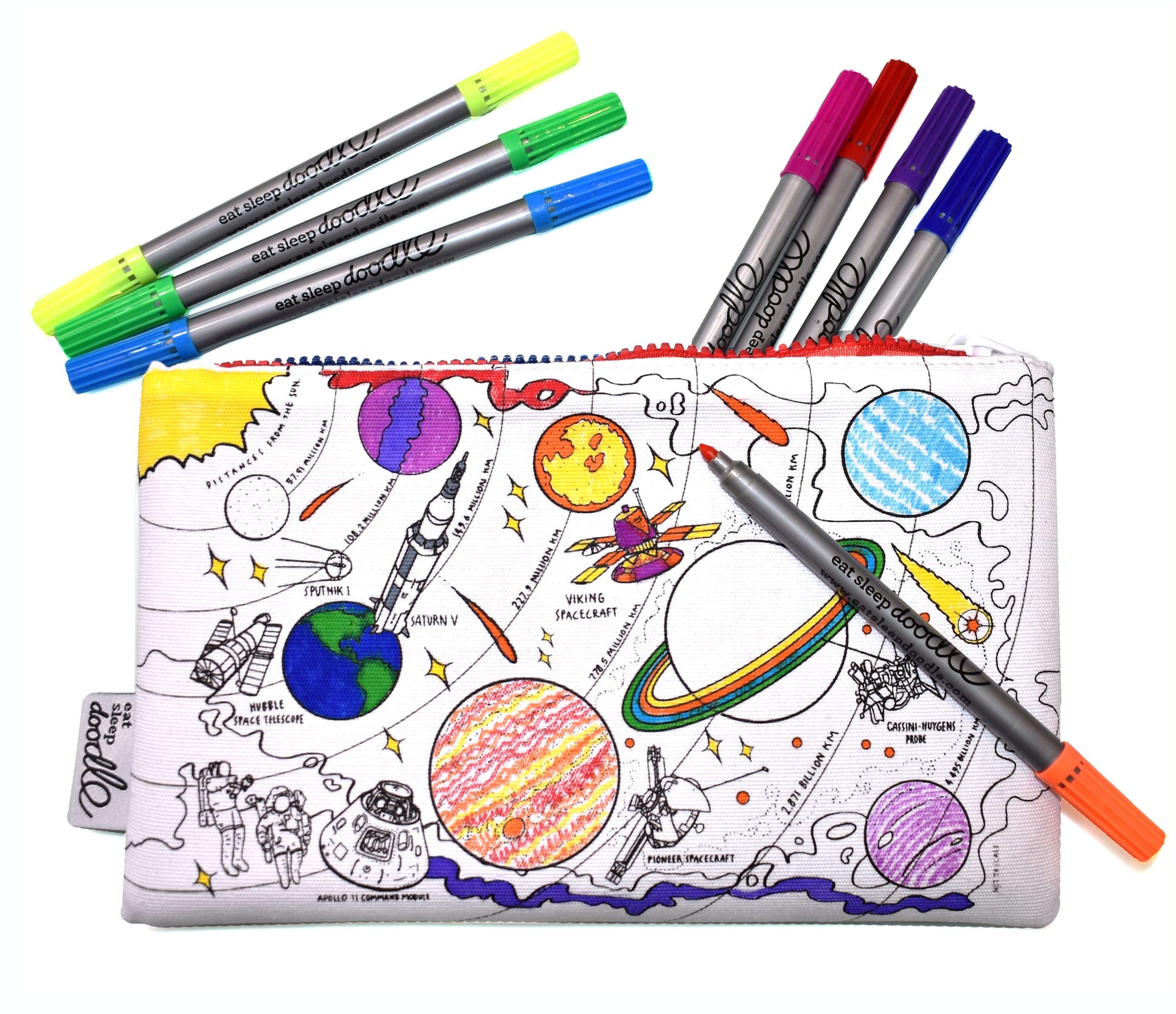Space Explorer Colour And Learn Pencil Case And Pens - eatsleepdoodle