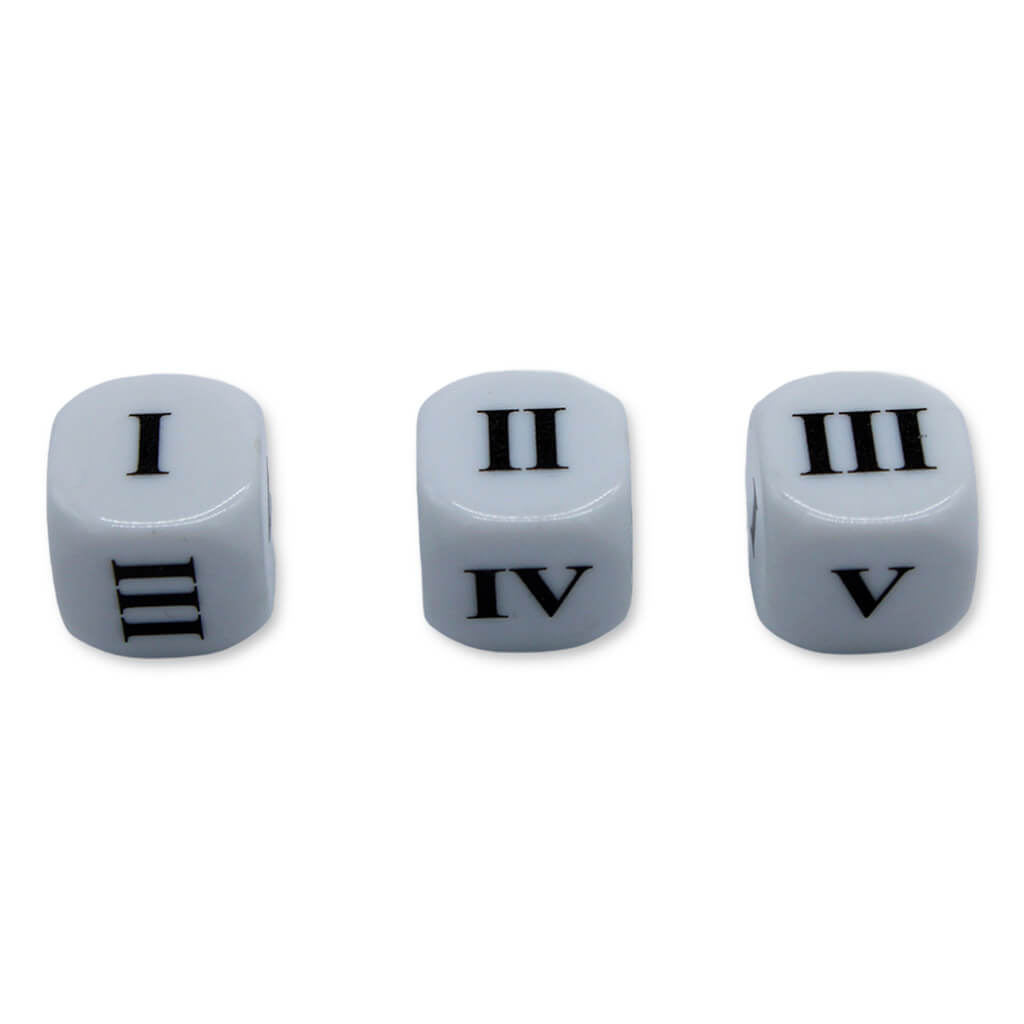 Roman Numerals Dice (Set of Three) - Steam Rocket