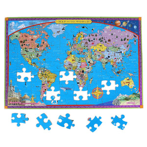 World Map Jigsaw Puzzle: 100 Jumbo Pieces - eeBoo
