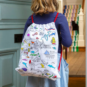 World Map Colour And Learn Backpack / Gymbag And Pens - eatsleepdoodle