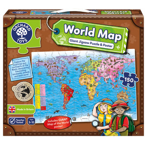 World Map Giant 150-Piece Jigsaw Puzzle and Poster - Steam Rocket